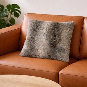 IKEA LISANN Faux Fur Throw Pillow Cover Soft Cozy Grey Textured Square 26X26